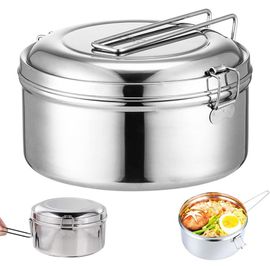 SUBZONAL-1200ml Boîte à Lunch en Acier Inoxydable,Rond Bento Lunch Box