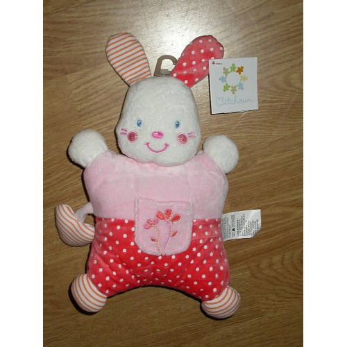 Lapin Rose Doudou Semi Plat  Petit Coeur Kiabi Kitchoun