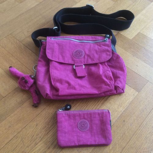 Sac à bandoulière Kipling New Raisin rose framboise et son portefeuille Creativity S