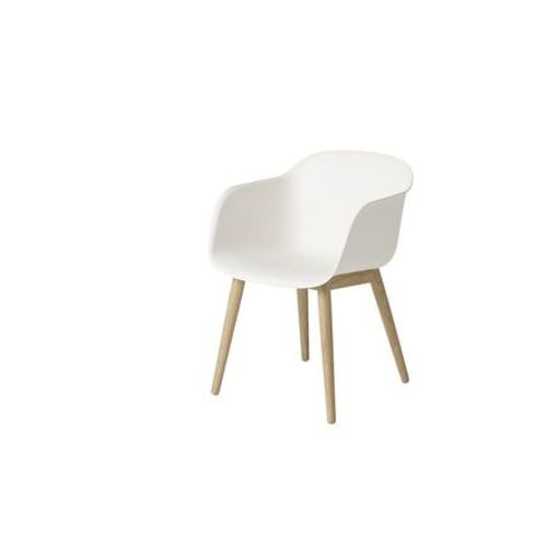Muuto - Chaise Fiber - Piètement En Bois - Blanc - Structure Chêne - Blanc