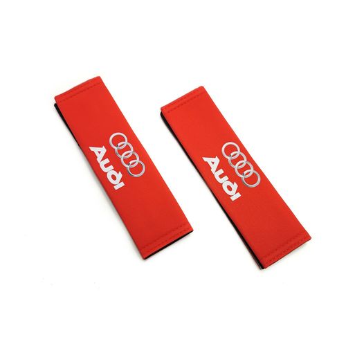 2 Housse De Ceinture De Sécurité En Daim Avec Logo Audi , Rouge