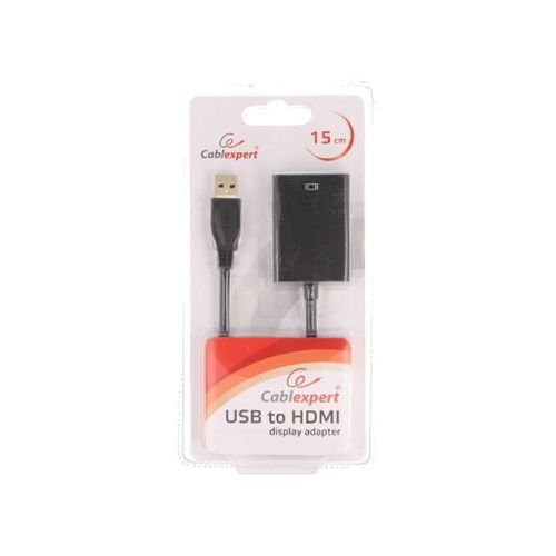 Adaptateur USB 3.0 HDMI femelle USB A prise male 3D 0.15m - noir