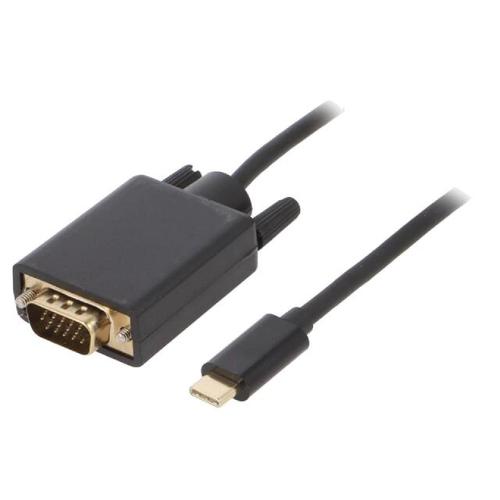 Adaptateur VGA D-Sub 15pin HD male vers USB C male 1.8m noir