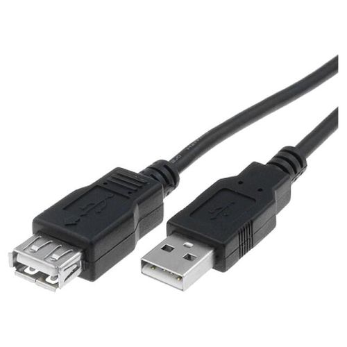 Cable USB 2.0 USB A socle USB A prise nickel 1.8m noir