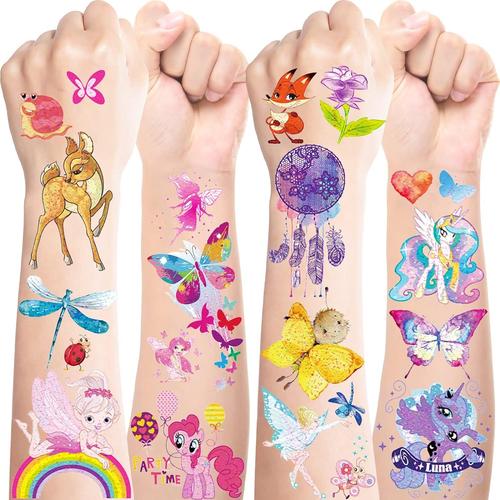 10 Feuilles De Tatouages Temporaires De Licorne À Paillettes Pour Enfants, Fournitures D'anniversaire Pour Filles Cadeaux Licorne Décorations De Fête Jeux Prix Jouets Licorne Pour Fête