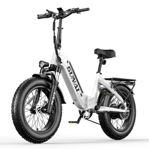 Gunai Gn20 Vélo Pliant 48v 500w Xiong Da Motor Samsung Noyau Électrique Shimano 7 Speed Max Speed 35km/H Commuter Bicycle With Rear Rack-White