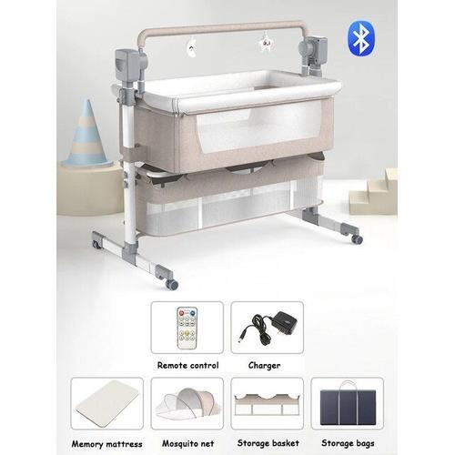 Berceau Électrique Multifonctionnel Pour Bébé, Lit-Balançoire 3 En 1, De Voyage, Avec Lit De Chevet Respirant, De Bonne Qualité Khaki