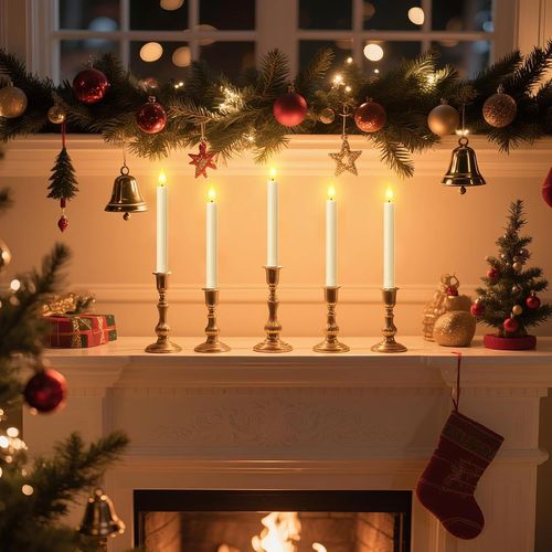 Yme Lot De 10 Bougies LED Avec Capteur Crépusculaire - Bougies électriques Sans Flamme Vacillantes Avec Bougeoir Pour Fenêtre, Table, Halloween, Noël, Décoration De Fête