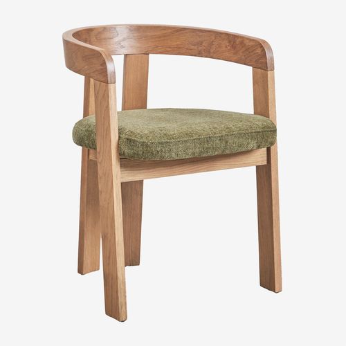 Pack de 2 chaises de salle à manger avec accoudoirs en bois et rembourrées Yvone Bois Naturel