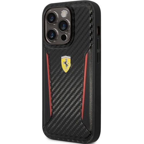 Coque Ferrari Effet Carbone Noir Et Filet Rouge Iphone 14 Pro Max