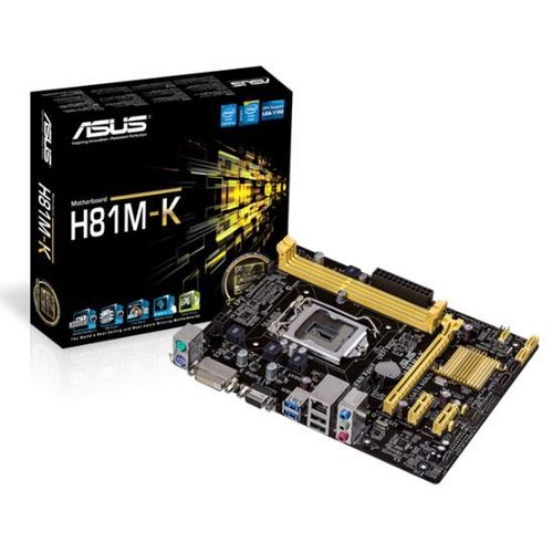 Asus Intel H81 LGA1150 DDR3 SATA3 & USB3.0 A & GbE MicroATX modele H81M-K Carte mere