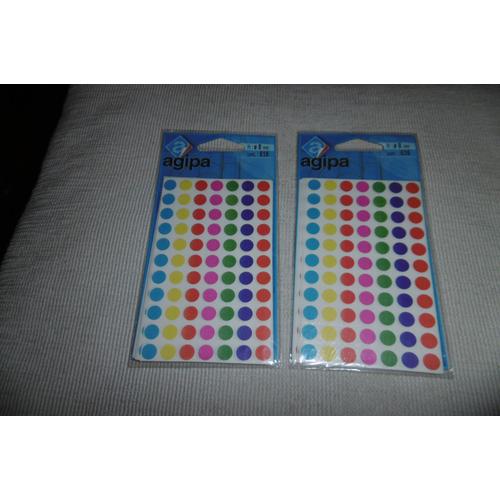 Agipa Étiquettes Gommettes Rondes  Diamètre 8mm Auto Adhésives  Couleurs Assorties Paquet De 616 Lot De 2