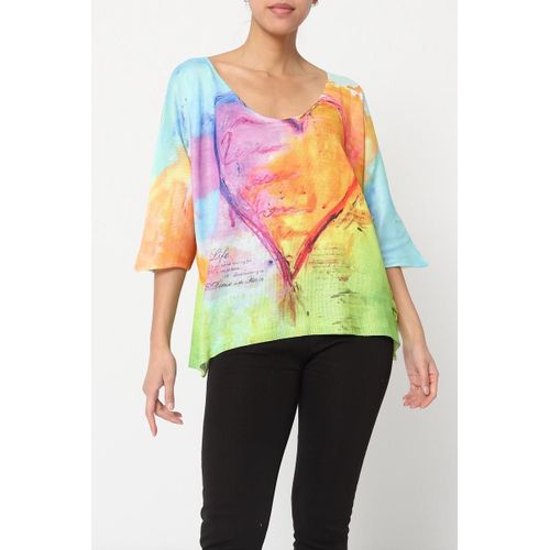Top Manches 3/4 Col V Multicolor Femme Cmp55 Taille Unique