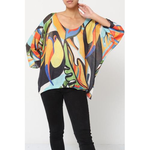 Top Manches 3/4 Col V Multicolor Femme Cmp55 Taille Unique