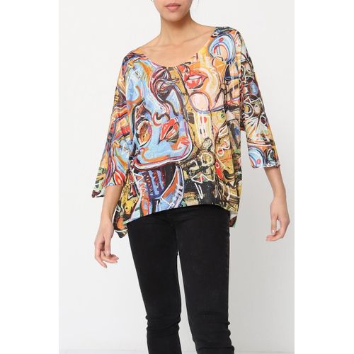 Top Manches 3/4 Col V Multicolor Femme Cmp55 Taille Unique
