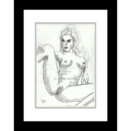 Dessin Erotique Original - Anna Satine - 200721 - Nu Féminin - 20x30cm
