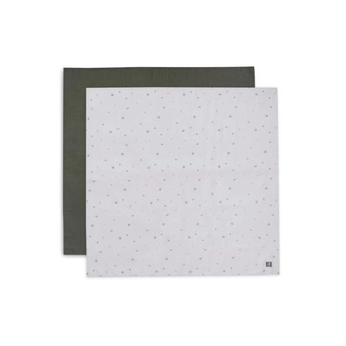 Lot De 2 Langes Coton Hydrophile 115x115 Cm Stargaze Leaf Green - Jollein