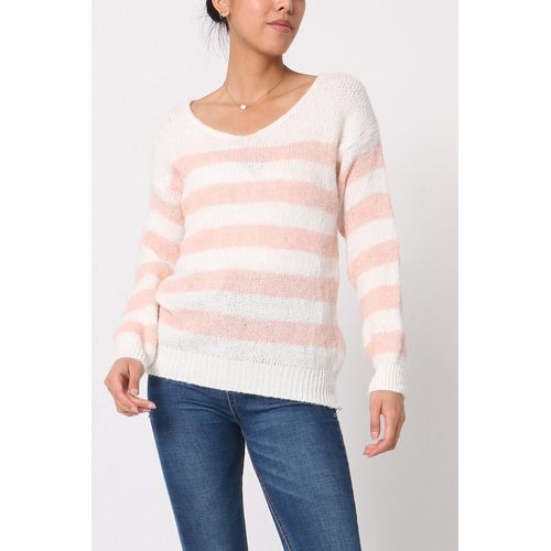 Pull Manches Longues Col V Rose Femme Ki&love Taille Unique