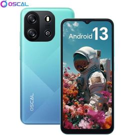 Téléphone Portable pas cher Oscal FLAT 1C 6,517 pouces 4Go+32Go-SD 1To 8MP+5MP 4700mAh Android 13 Dual SIM - Bleu
