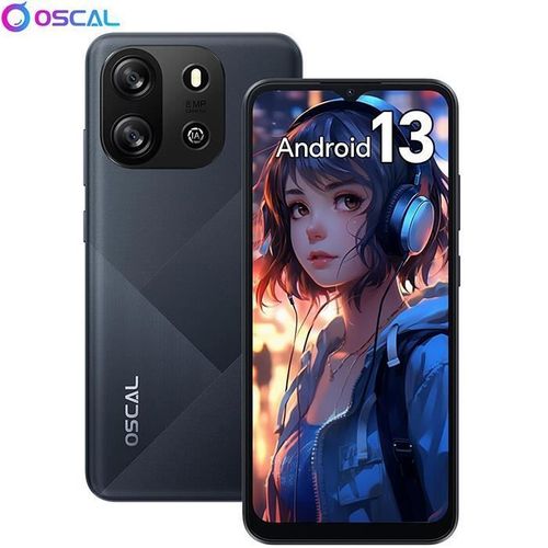 Téléphone Portable pas cher Oscal FLAT 1C 6,517 pouces 4Go+32Go-SD 1To 8MP+5MP 4700mAh Android 13 Dual SIM - Noir
