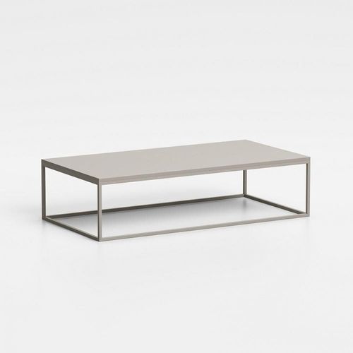 Table Basse Rectangle Mimi Structure Acier Peint Sablé Plateau Stratifié Gris Tourterelle