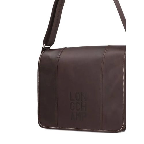 Longchamp sac à bandoulière en cuir à logo embossé - Marron