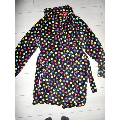 Robe De Chambre /Peignoir Noir & Petits Poids Multicolores (14 Ans)