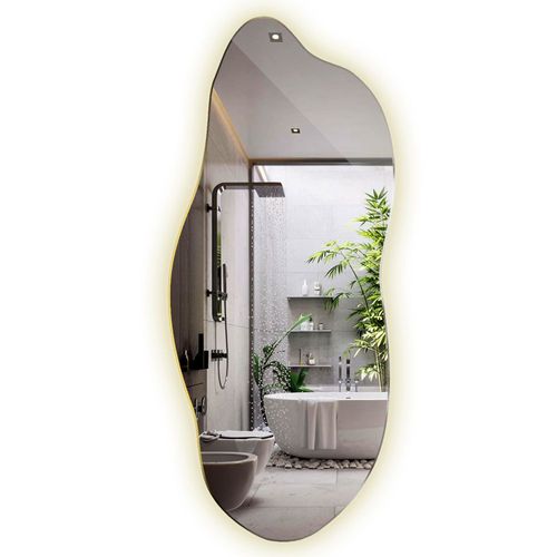 Décorative Miroir Asymétrique LED avec éclairage LED Illuminé mural Tulup 45x100 cm lumière neutre mural Miroir de maquillage pour beauté pour Chambre à coucher Salon Séjour Salle de bain