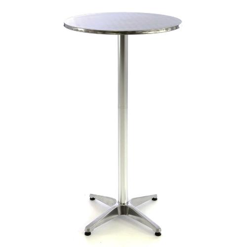 Vcm Table Haute Bistrot Pliante Inox Aluminium Ø60 X H115/75 Cm