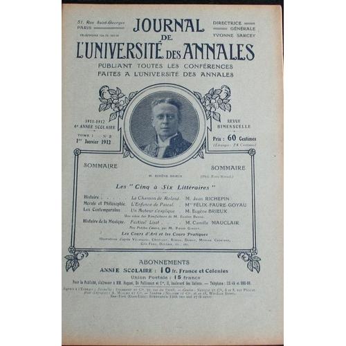 Journal De L'université Des Annales  N° 2 : Jean Richepin. Camille Mauclair. Eugène Brieux