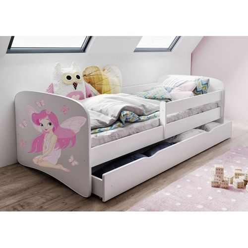 Lit Babydreams Fée Blanc Avec Des Papillons Avec Un Tiroir Sans Matelas 180/80