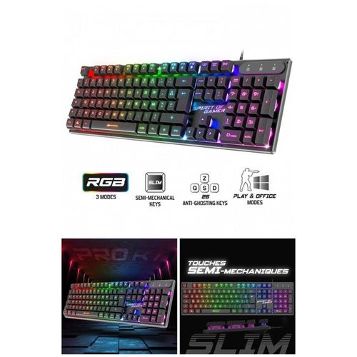 Clavier PC GAMER LED RGB Spirit Of Gamer PRO-K1 anti-ghosting 26 touches HQ