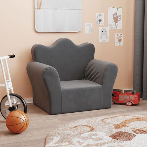Vidaxl Canapé Pour Enfants Anthracite Peluche Douce