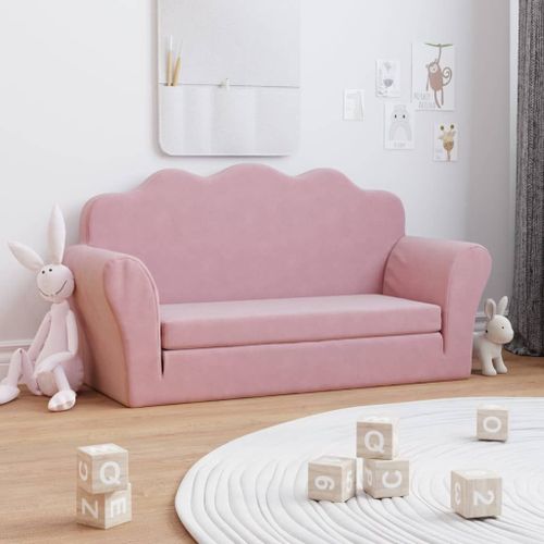 Vidaxl Canapé-Lit Pour Enfants 2 Places Rose Peluche Douce