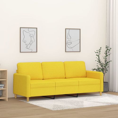Vidaxl Canapé À 3 Places Jaune Clair 180 Cm Tissu