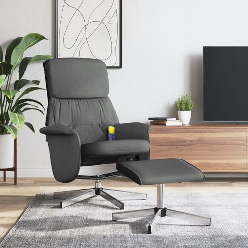 Vidaxl Fauteuil De Massage Inclinable Et Repose-Pieds Gris Foncé Tissu