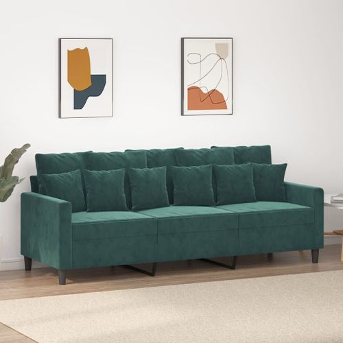 Vidaxl Canapé À 3 Places Vert Foncé 180 Cm Velours