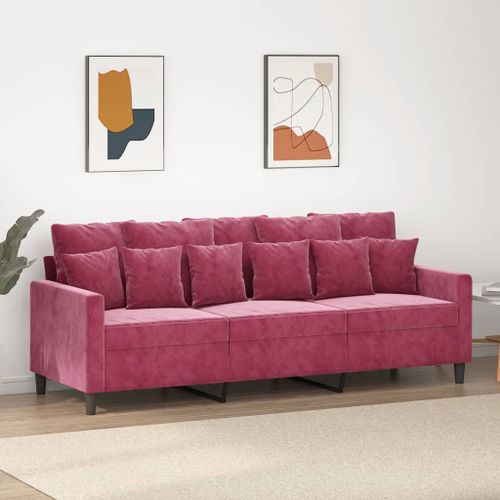 Vidaxl Canapé À 3 Places Rouge Bordeaux 180 Cm Velours