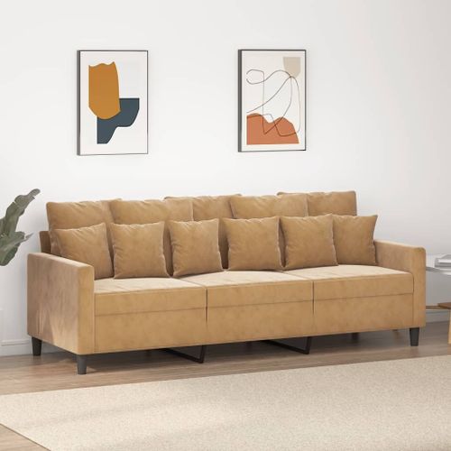 Vidaxl Canapé À 3 Places Marron 180 Cm Velours