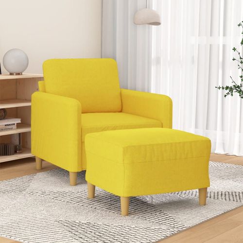 Vidaxl Fauteuil Avec Repose-Pied Jaune Clair 60 Cm Tissu