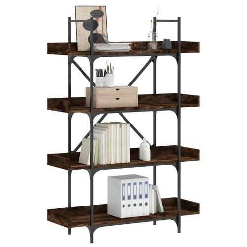 Vidaxl Bibliothèque À 4 Niveaux Chêne Fumé 100x33x145,5 Cm