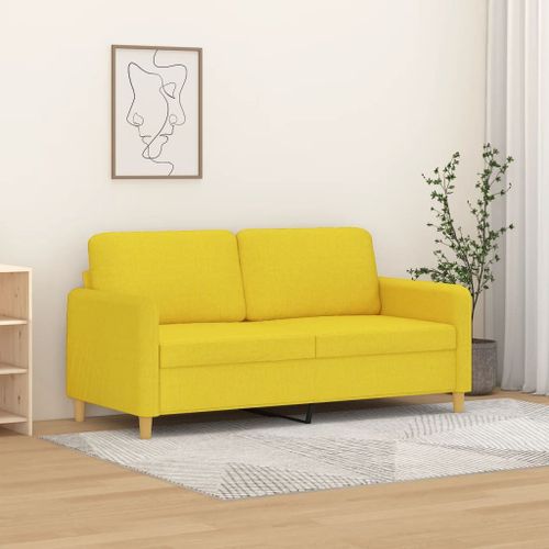 Vidaxl Canapé À 2 Places Jaune Clair 140 Cm Tissu