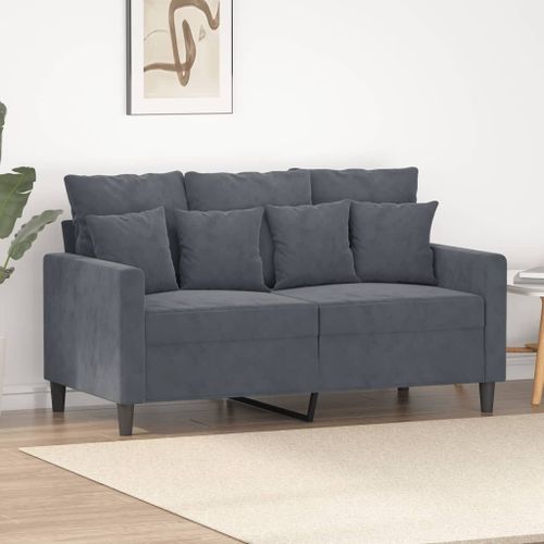 Vidaxl Canapé À 2 Places Gris Foncé 120 Cm Velours
