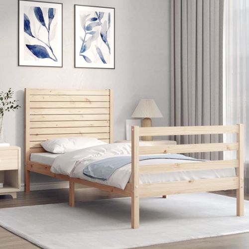 Vidaxl Cadre De Lit Et Tête De Lit 100x200 Cm Bois Massif