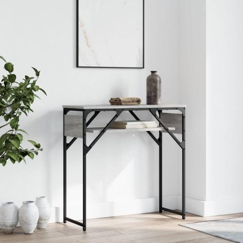 Vidaxl Table Console Avec Étagère Sonoma Gris 75x30x75 Cm