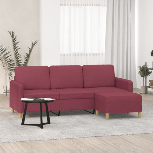 Vidaxl Canapé À 3 Places Avec Repose-Pieds Rouge Bordeaux 180 Cm Tissu