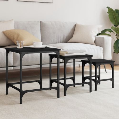 Vidaxl Tables Basses Gigognes 3 Pcs Noir Bois D'ingénierie