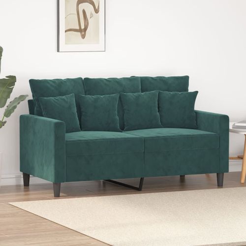 Vidaxl Canapé À 2 Places Vert Foncé 120 Cm Velours