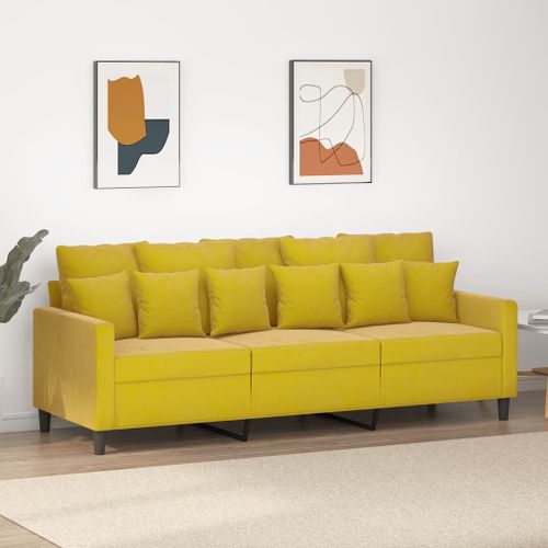 Vidaxl Canapé À 3 Places Jaune 180 Cm Velours