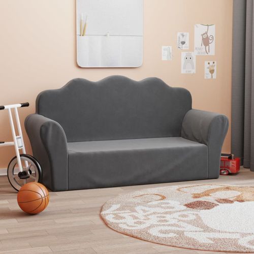 Vidaxl Canapé Pour Enfants 2 Places Anthracite Peluche Douce